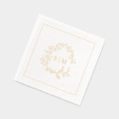 Modern Leafy Crest Eenvoudige Monogrammed Wedding  Folie Servetten (Links)