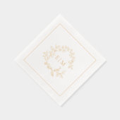Modern Leafy Crest Eenvoudige Monogrammed Wedding  Folie Servetten (Rechts)