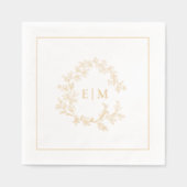 Modern Leafy Crest Eenvoudige Monogrammed Wedding  Folie Servetten (Voorkant)
