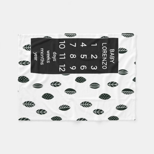Modern Leaves Baby Milestone Blanket Fleece Deken (Voorkant (Horizontaal))