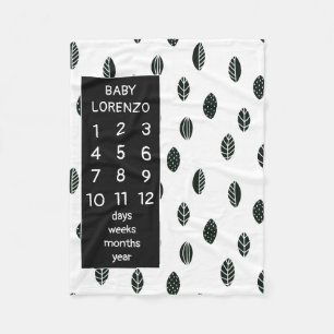 Modern Leaves Baby Milestone Blanket Fleece Deken