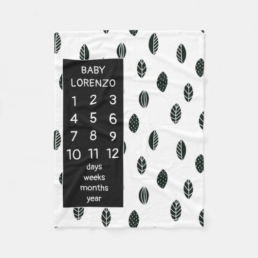 Modern Leaves Baby Milestone Blanket Fleece Deken (Voorkant)
