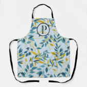 Modern Leaves Navy Gold Monogram "Letter P" Schort (Voorkant)