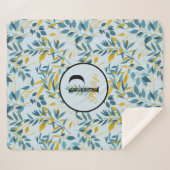 Modern Leaves Navy Gold Monogram "Letter P" Sherpa Deken (Voorkant (horizontaal))