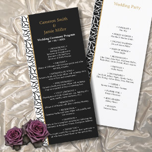 Modern Leaves Pattern Border Wedding Day Programma
