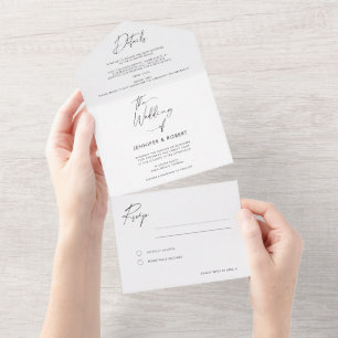 Modern legant Calligraphy Script Wedding All In One Uitnodiging