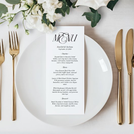 Modern legant Calligraphy Script Wedding Menu