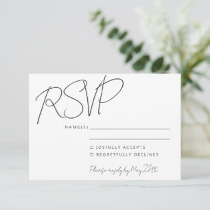 Modern legant handschrift White Wedding RSVP Kaart