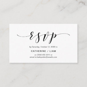 Modern legant, Navy Blue Script, Party RSVP Informatiekaartje
