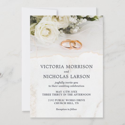 Modern legant Rings met Rozen Weddenschap Kaart (Voorkant)