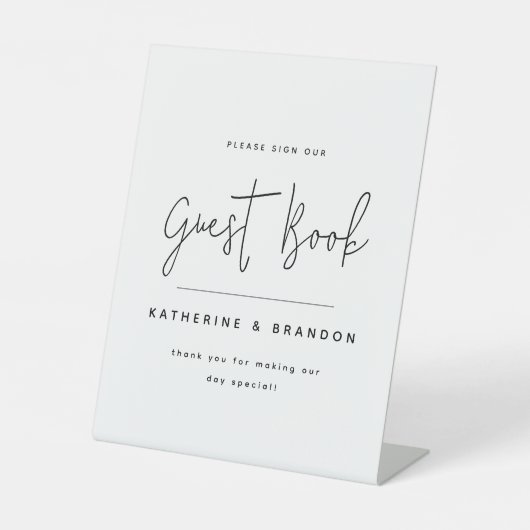 Modern legant Script Calligraphy Wedding Sign Reclamebord Met Voetstuk (Voorkant)