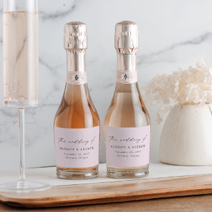 Modern legant Script Lavender Wedding Sparkling Wijnetiket