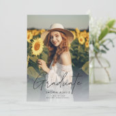 Modern legant Script Overlay 2 Photo Afstuderen Aankondiging (Staand voorkant)