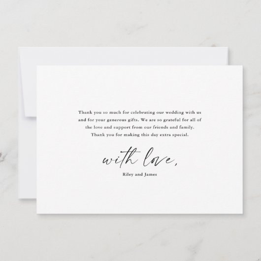 Modern legant Script Wedding Bedankkaart (Achterkant)
