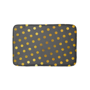 Modern legant Simple Classy Grey Gold Polka Dots Badmat