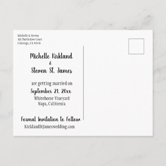 Modern legant sla onze datum op aankondigingskaart (Achterkant)