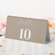 Modern legant taupe Weddenschappen Table Number
