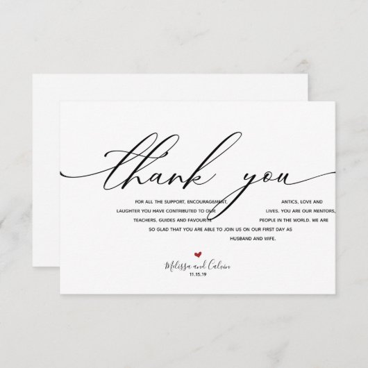 Modern legant Weddenschap Hartelijk dank Informatiekaartje (Voorkant / Achterkant)