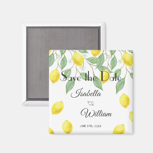 Modern Lemon Boho Summer Save the Date Magneet (Voorkant / Achterkant)