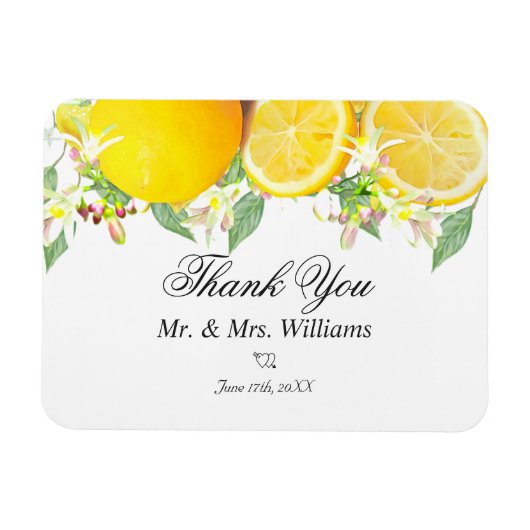 Modern Lemon Boho Summer Weddenschap Magneet (Horizontaal)