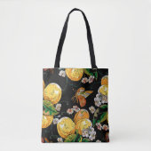 Modern Lemon Citrus Floral Butterfly Pattern Draagtas (Voorkant)