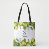 Modern Lemon Citrus Monogram Draagtas (Voorkant)