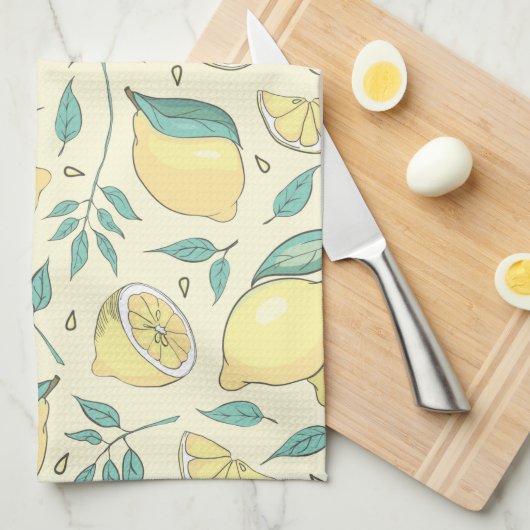 Modern Lemon Citrus Summer yellow Personalized Ap Theedoek (Quarter Fold)