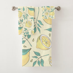 Modern Lemon Citrus Summer yellow Personalized Bad Handdoek