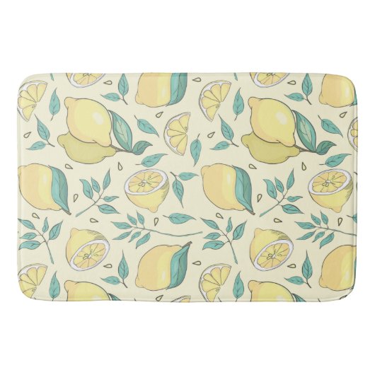 Modern Lemon Citrus Summer yellow Personalized Badmat (Voorkant)