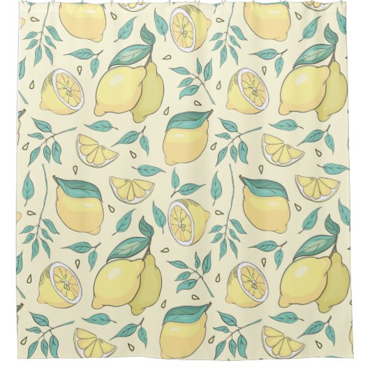 Modern Lemon Citrus Summer yellow Personalized Douchegordijn (Voorkant)