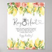 Modern Lemon Floral Ring Hunt Vrijgezellenfeest sp Poster (Voorkant)