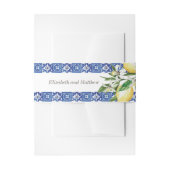 Modern Lemon Foliage Blue Mediterranean Wedding Uitnodigingen Wikkel (Voorkant Voorbeeld)