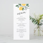 Modern Lemon Foliage Calligraphy Wedding Menu (Staand voorkant)
