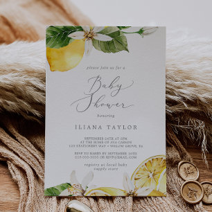 Modern Lemon Garden Baby shower Kaart