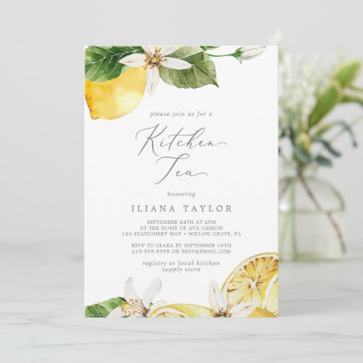 Modern Lemon Garden Kitchen Tea Kaart (Staand voorkant)