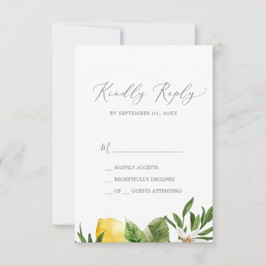 Modern Lemon Garden Simple RSVP-kaart RSVP Kaartje (Voorkant)