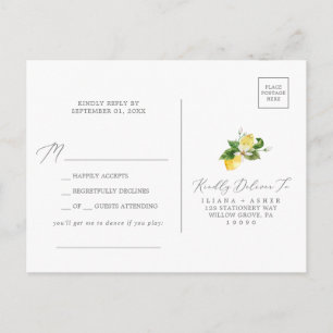 Modern Lemon Garden Song RSVP Briefkaart