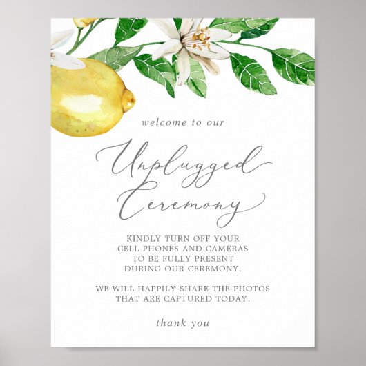 Modern Lemon Garden Unplugged Ceremony Poster (Voorkant)