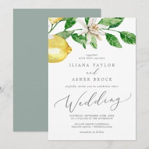 Modern Lemon Garden Wedding Kaart