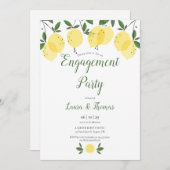 Modern Lemon Greenery Engagement Party Kaart (Voorkant / Achterkant)