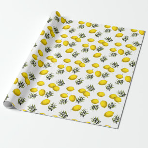 Modern  Lemon & Olive Patroon Cadeaupapier
