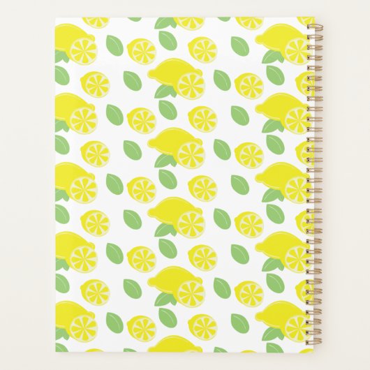 Modern Lemon Pattern Yellow Wedding Planner (Achterkant)