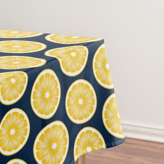 Modern Lemon Slice Navy blauw en geel Tafelkleed (Voorbeeld)