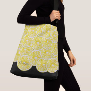 Modern Lemon Slices Waterverf Pattern Crossbody Tas