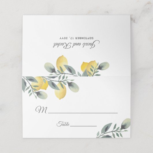 Modern Lemon & Waterverf Bloemen Huwelijk (Buitenkant ongevouwen)