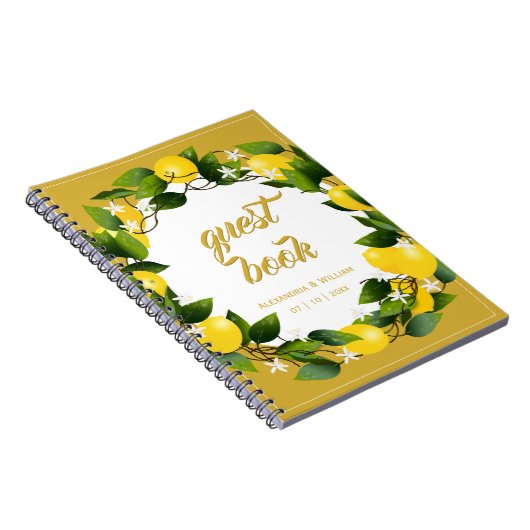 Modern Lemon Wreath Garden | Weddenschap Notitieboek (Rechterzijde)