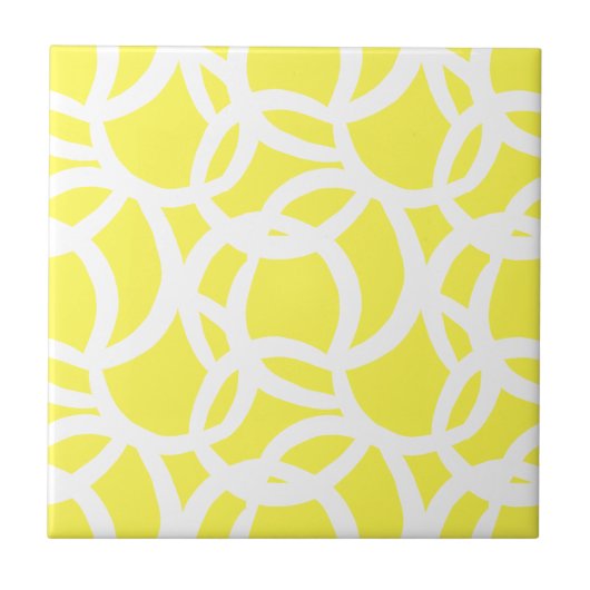 Modern Lemon Yellow and White Abstract Pattern Tegeltje (Voorkant)