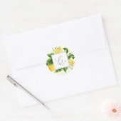 Modern Lemon Yellow Monogram Wedding Envelope Seal Ronde Sticker (Envelop)