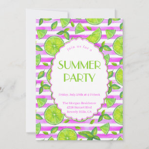 Modern Lemons Summer Party Invitation Kaart