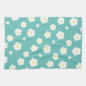 Modern lente aqua verloop geel bloemmotief theedoek (Horizontaal)